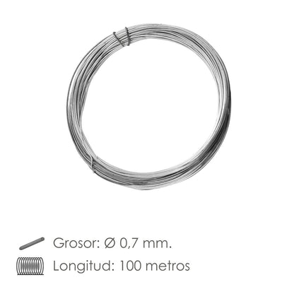Alambre Galvanizado 0,70 mm / 2 (Rollo 100 metros)