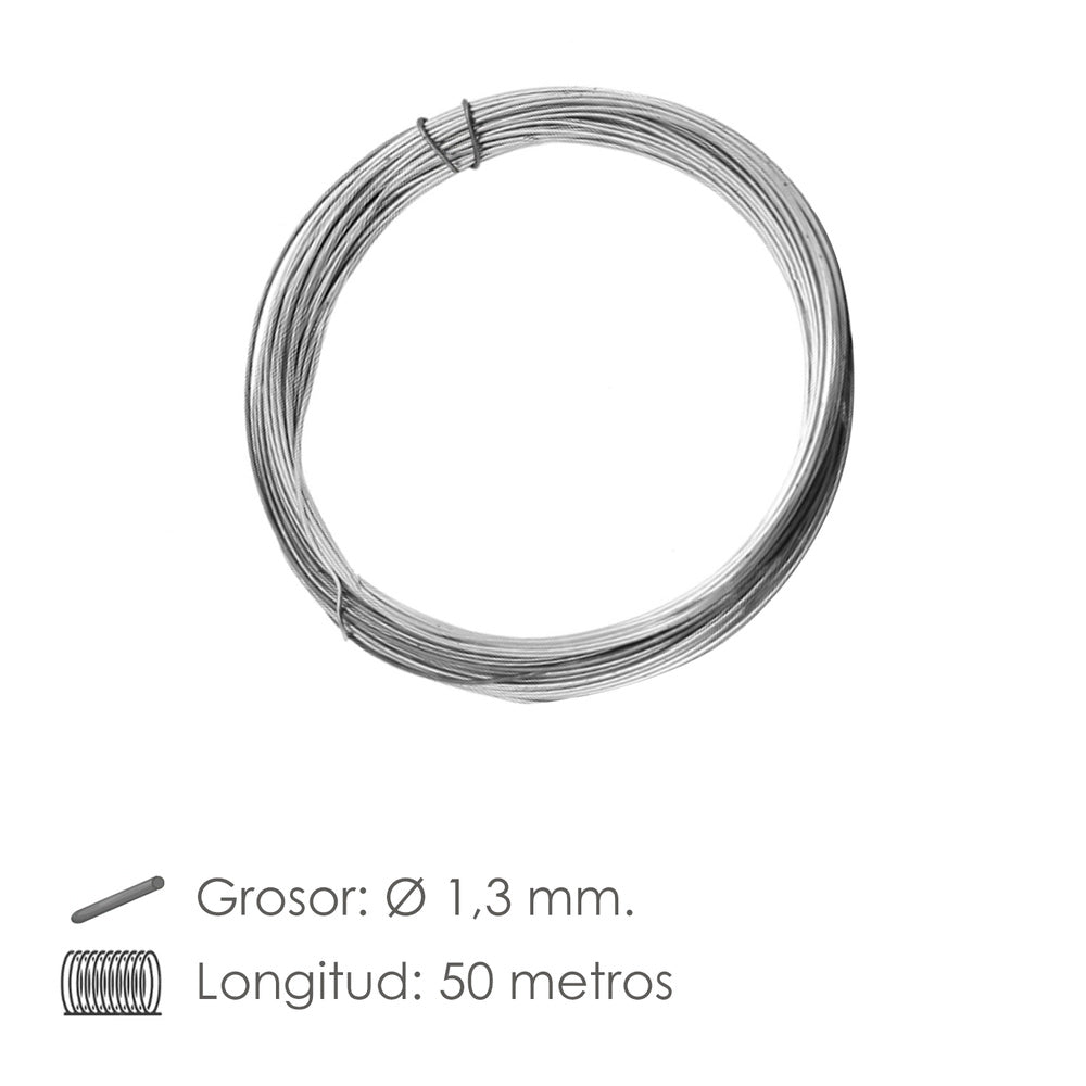 Alambre Galvanizado 1,3 mm / 8 (Rollo 50 metros)