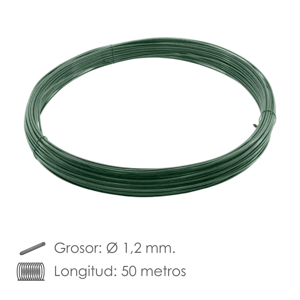 Alambre Plastificado 1,2 mm. Verde (Rollo 50 metros)