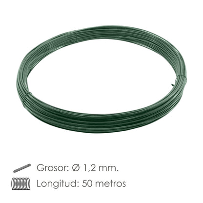 Alambre Plastificado 1,2 mm. Verde (Rollo 50 metros)