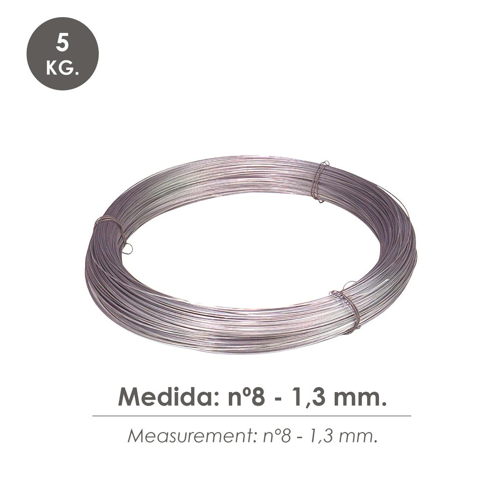 Alambre Galvanizado Rollo  5 kg. Nº  8 - 1,3 mm