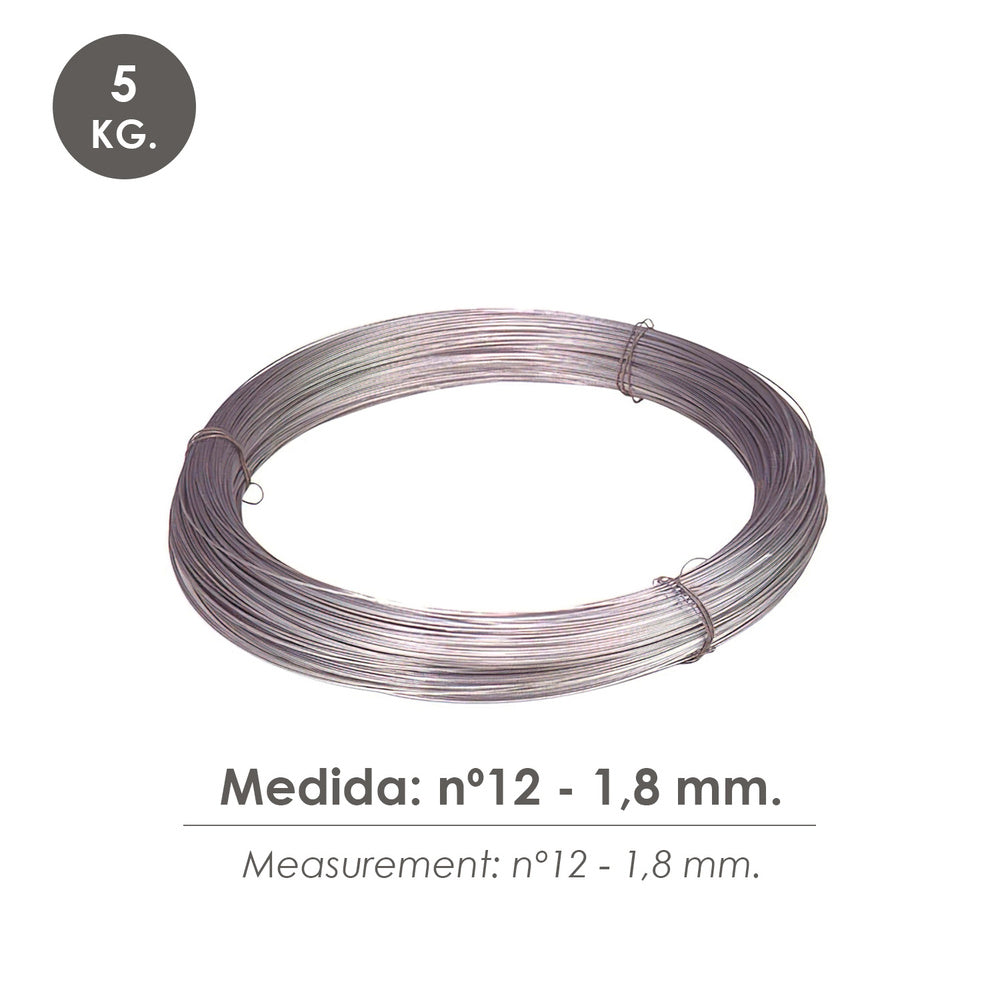 Alambre Galvanizado Rollo  5 kg. Nº12 - 1,8 mm