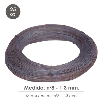 Alambre Recocido Rollo 25 kg. Nº8 - 1,3 mm.