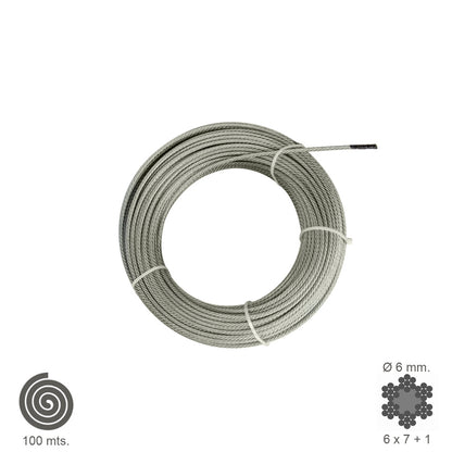 Cable Galvanizado   6 mm. (Rollo 100 Metros) No Elevacion
