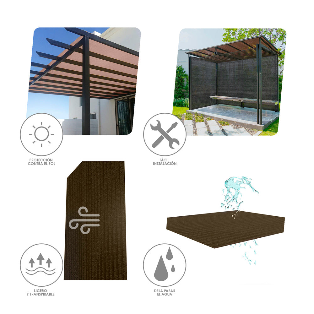 Malla Sombreo 2,0 metros Marron Rollo 100 metros.