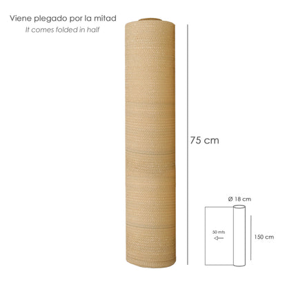 Malla Sombreo Rollo 1.5 x 50 metros, Reduce Radiación, Protección Jardín y Terraza, Regula Temperatura, Color Beige