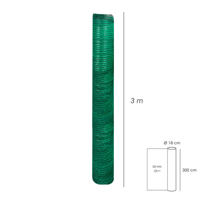 Malla Sombreo Rollo 3 x 50 metros, Reduce Radiación, Protección Jardín y Terraza, Regula Temperatura, Color Verde Claro