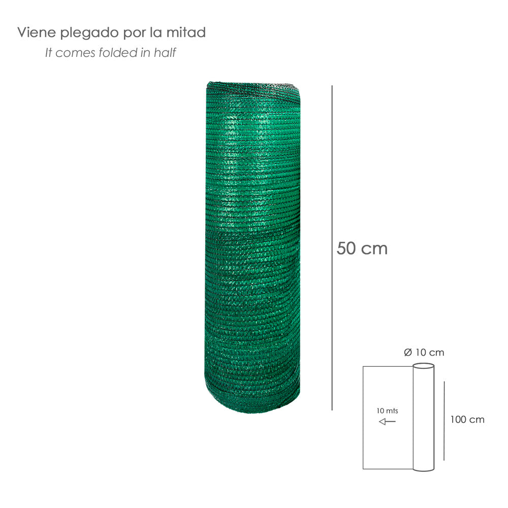 Malla Sombreo Rollo 1,0 x 10 Metros, Reduce Radiación, Protección Jardín y Terraza, Regula Temperatura, Color Verde Claro
