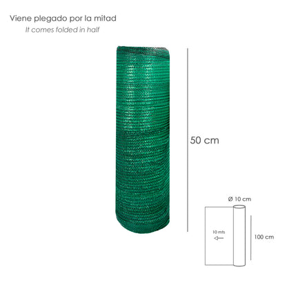 Malla Sombreo Rollo 1,0 x 10 Metros, Reduce Radiación, Protección Jardín y Terraza, Regula Temperatura, Color Verde Claro