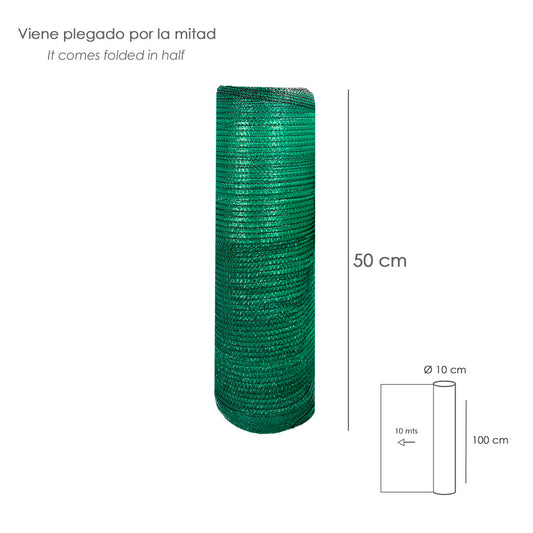 Malla Sombreo Rollo 1,0 x 10 Metros, Reduce Radiación, Protección Jardín y Terraza, Regula Temperatura, Color Verde Claro