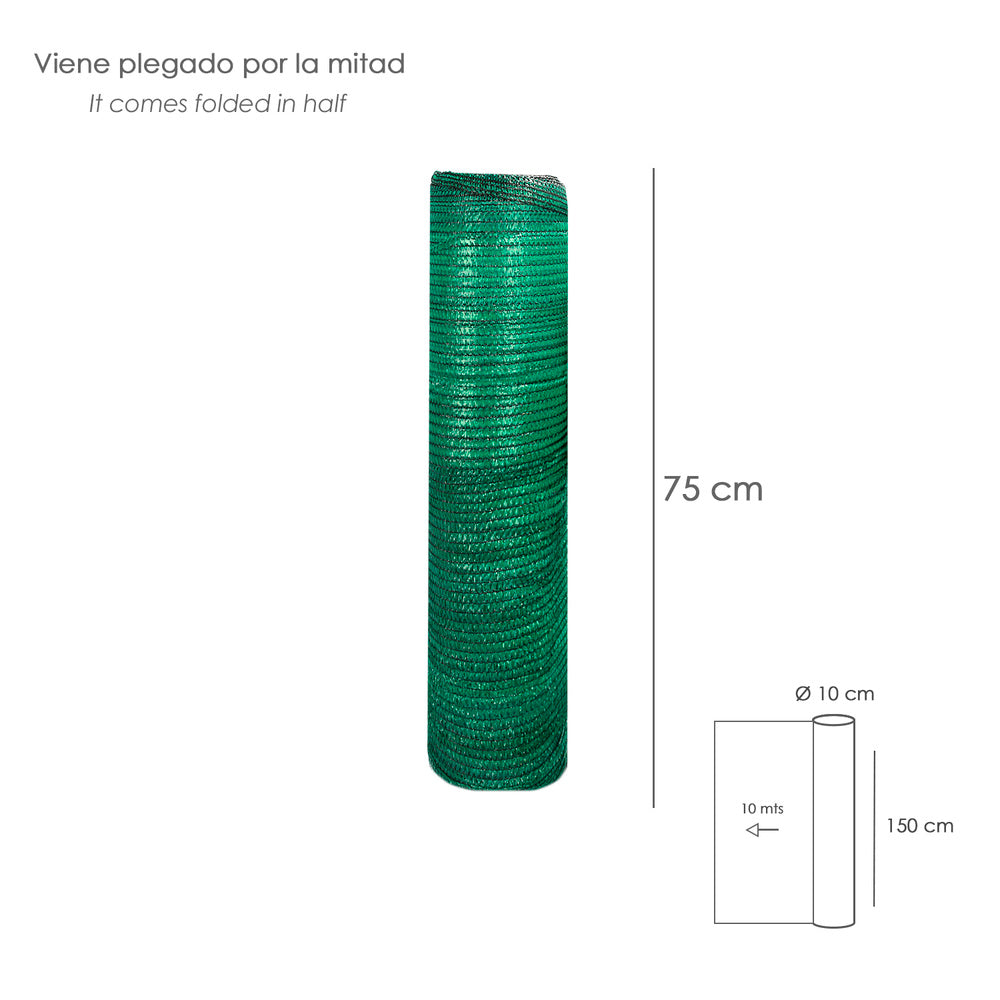 Malla Sombreo Rollo 1,5 x 10 Metros, Reduce Radiación, Protección Jardín y Terraza, Regula Temperatura, Color Verde Claro