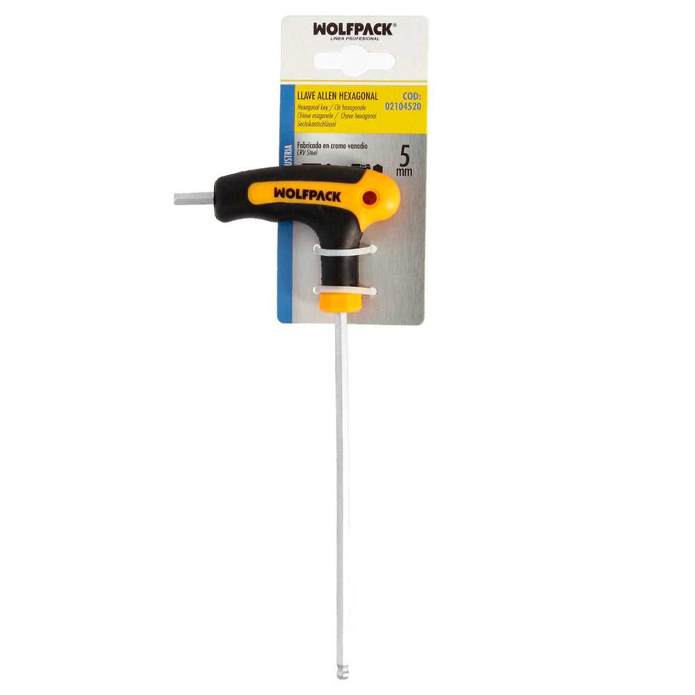 Llave Allen Con Bola Mango Bimaterial "Soft Touch" Forma T 5,0 mm. Acero Cromo Vanadio, Destornillador allen, llave hexagonal