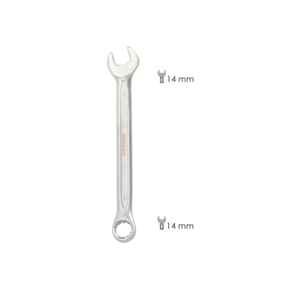 Llave Combinada Plus 14x14 Acero Cromo Vanadio DIN 3113. Llave Doble Boca, Llave Fija, Llave Estrella