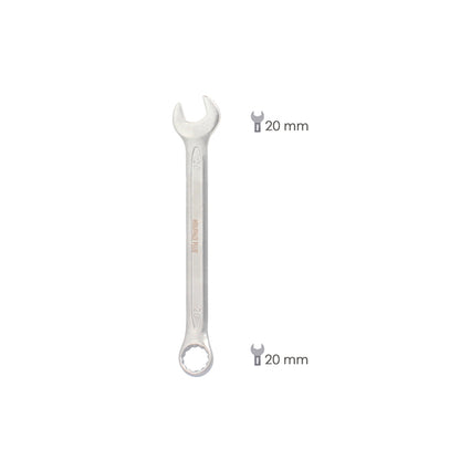 Llave Combinada Plus 20x20 Acero Cromo Vanadio DIN 3113. Llave Doble Boca, Llave Fija, Llave Estrella