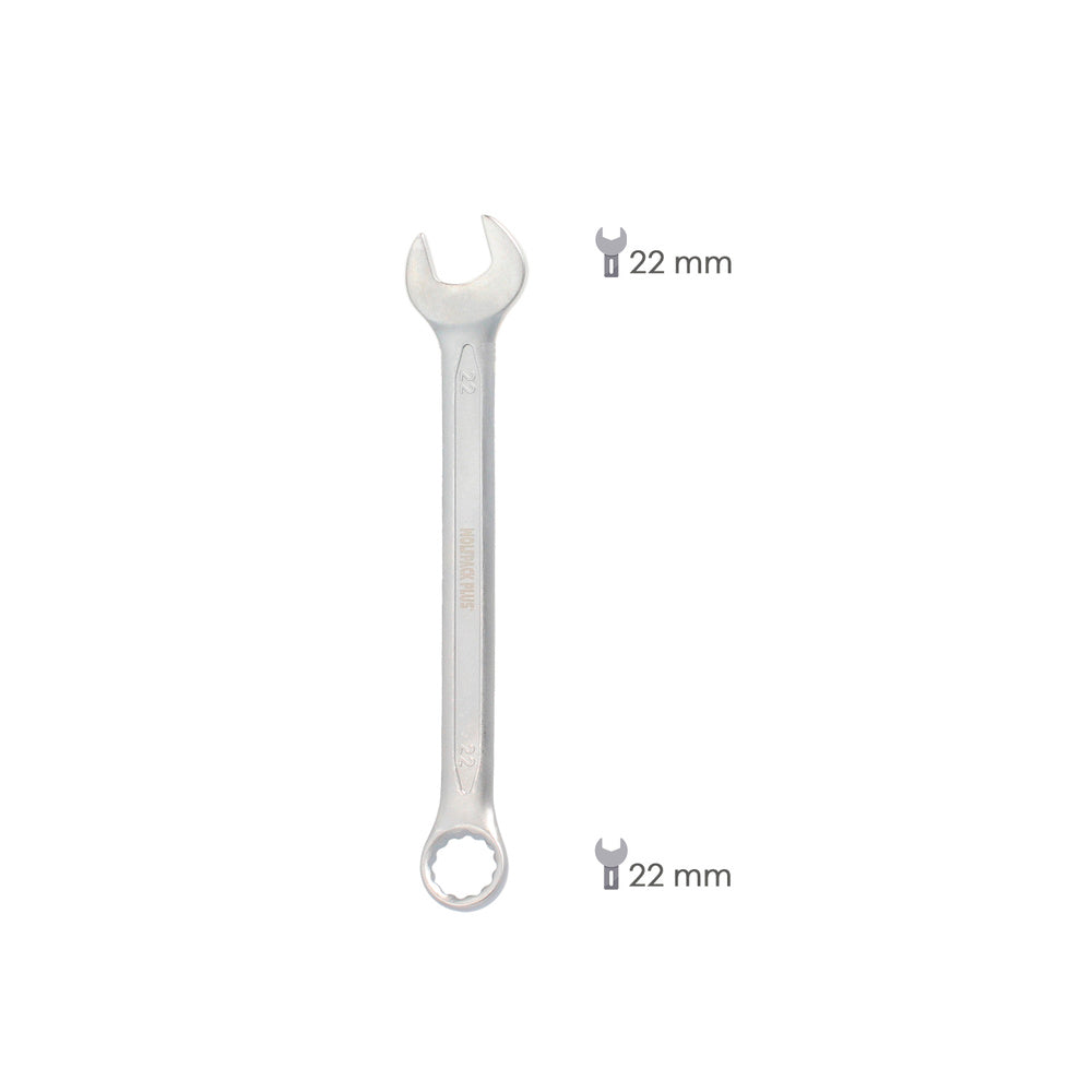 Llave Combinada Plus 22x22 Acero Cromo Vanadio DIN 3113. Llave Doble Boca, Llave Fija, Llave Estrella