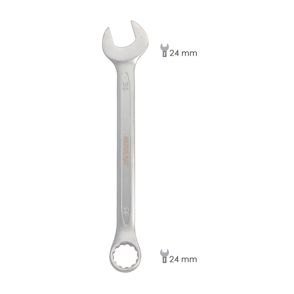 Llave Combinada Plus 24x24 Acero Cromo Vanadio DIN 3113. Llave Doble Boca, Llave Fija, Llave Estrella