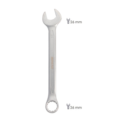 Llave Combinada Plus 26x26 Acero Cromo Vanadio DIN 3113. Llave Doble Boca, Llave Fija, Llave Estrella