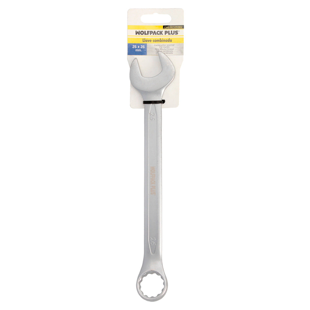 Llave Combinada Plus 26x26 Acero Cromo Vanadio DIN 3113. Llave Doble Boca, Llave Fija, Llave Estrella