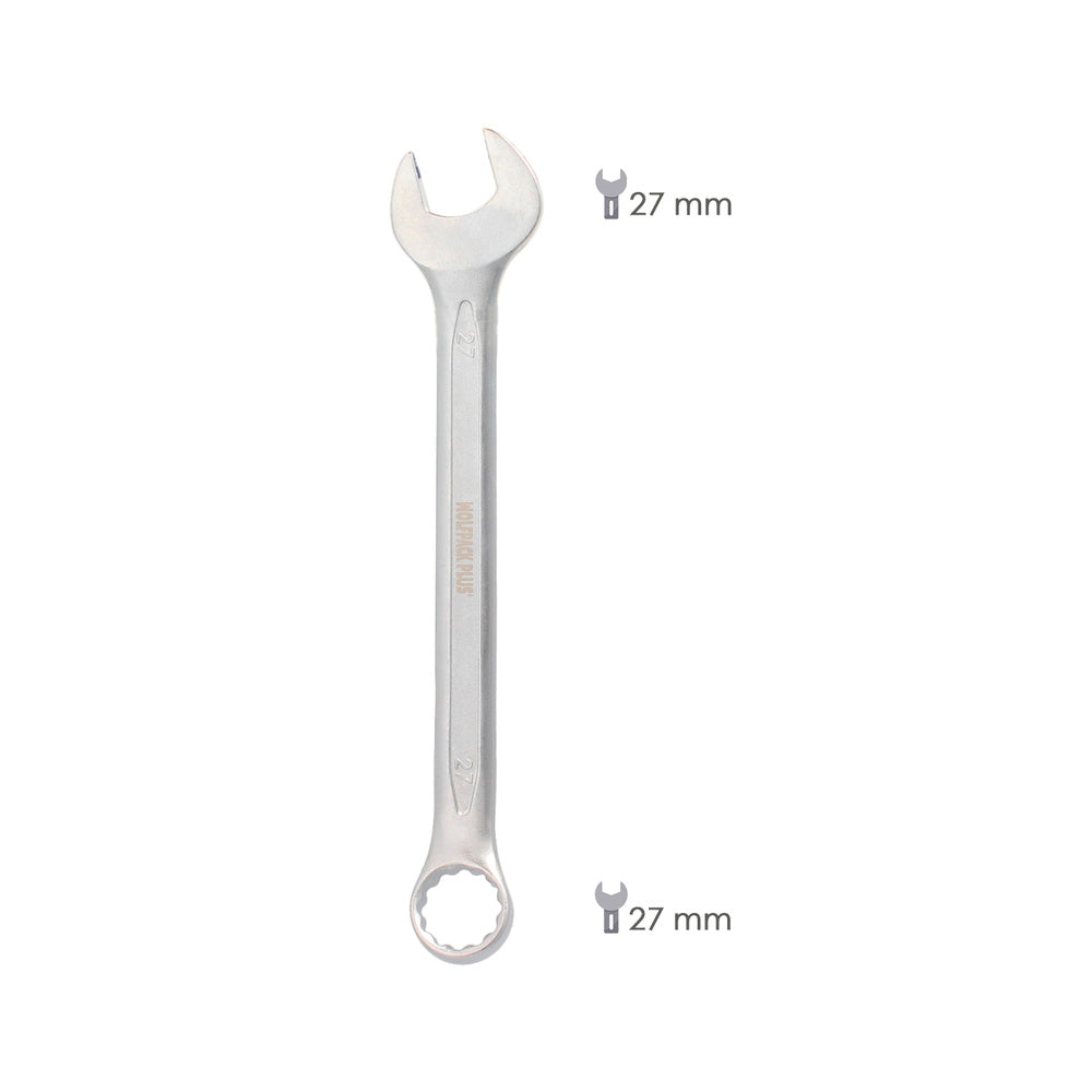 Llave Combinada Plus 27x27 Acero Cromo Vanadio DIN 3113. Llave Doble Boca, Llave Fija, Llave Estrella