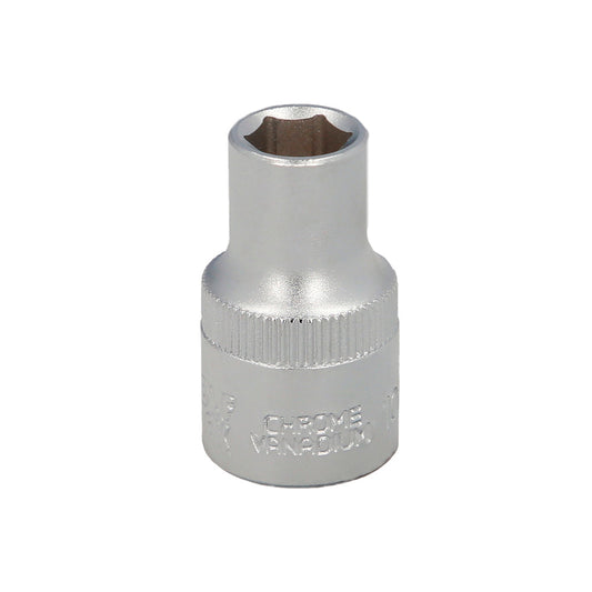 Llave Vaso 1/2" Hexagonal 10 mm. Perfil de 6 caras. Acero Cromo Vanadio, Aristas Redondas