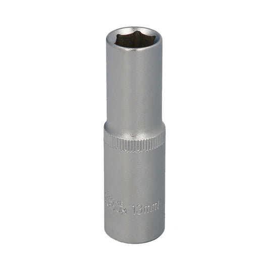 Llave Vaso 1/2" Hexagonal Larga 13 mm. Perfil de 6 caras. Acero Cromo Vanadio, Aristas Redondas