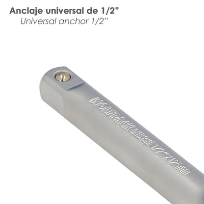 Alargadera Llave De Vaso Cuadradillo 1/2" Longitud 125 mm. Acero Cromo Vanadio