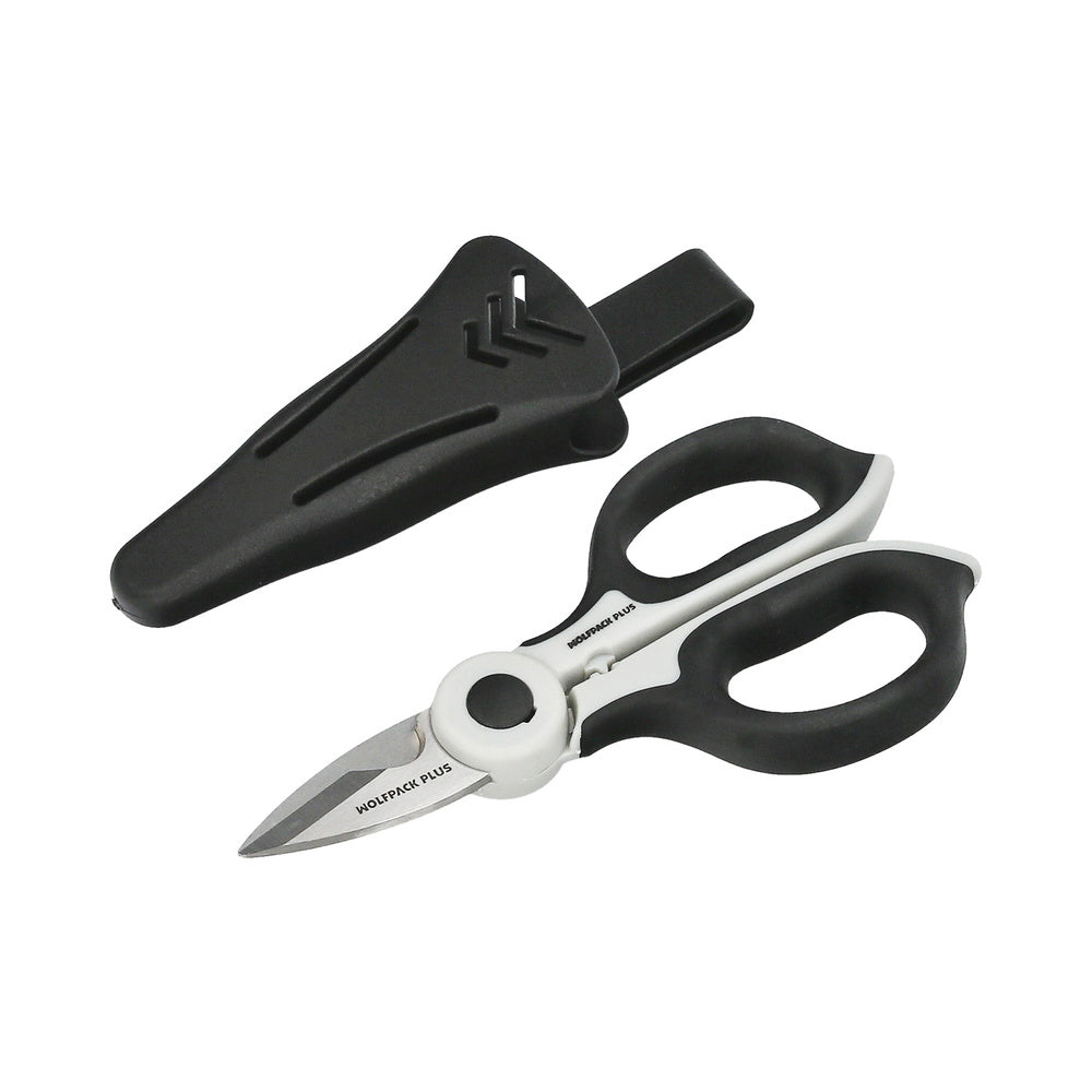 Tijeras Electricista 155 mm. Mango TPR Plus No tension. Con Funda Hojas Acero Inoxidable, Tijeras Cortar Cable, Pelacables