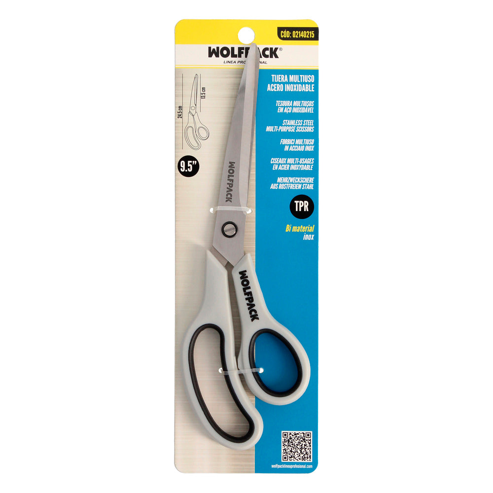 Tijeras Multiuso Acero Inoxidable 9,5" / 240 mm. Hojas Acero Inoxidable, Mango Comodo y Suave