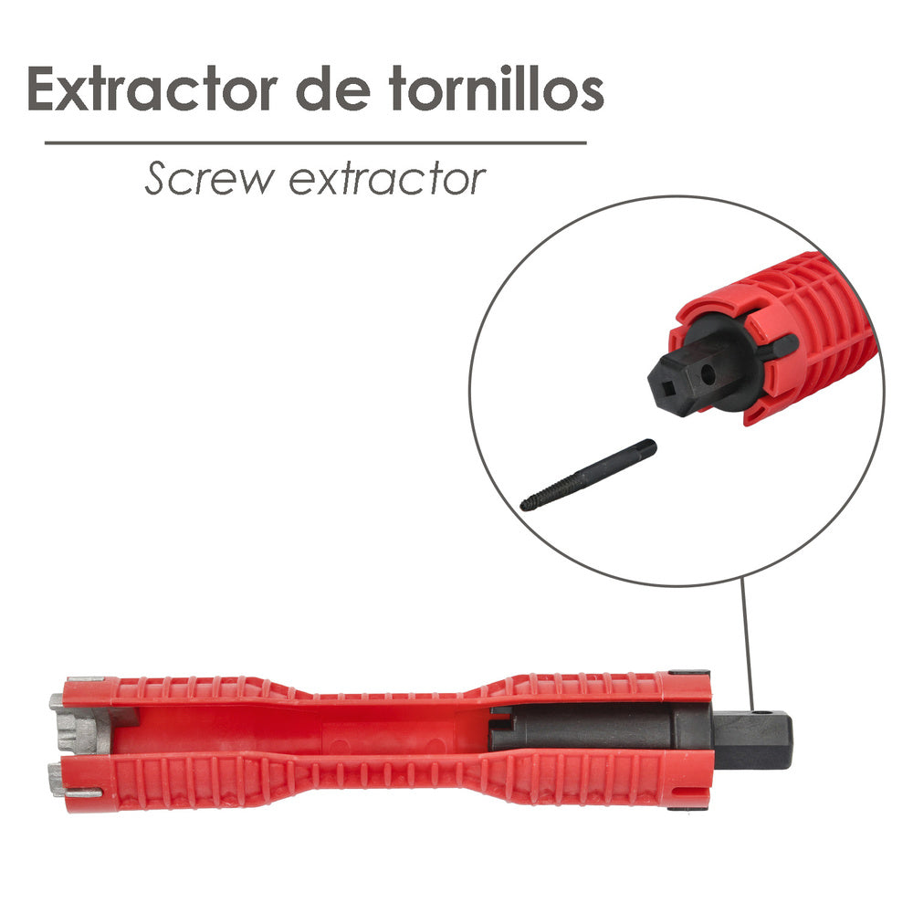 Llave Para Grifos Multifuncion Con Adaptador, Llave Hexagonal y Extractor de Tornillos