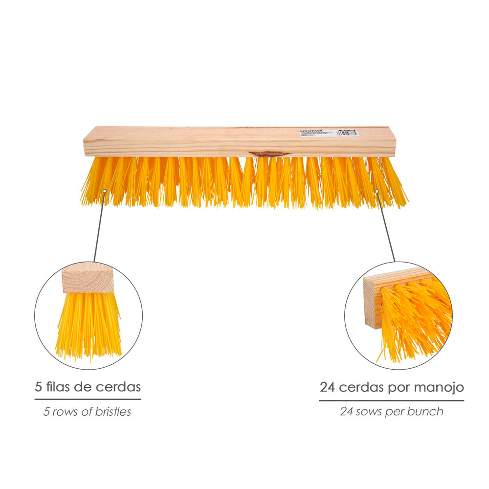 Cepillo Barrendero Industrial Fibra Polipropileno. Soporte Madera 50 cm. (Sin Mango)