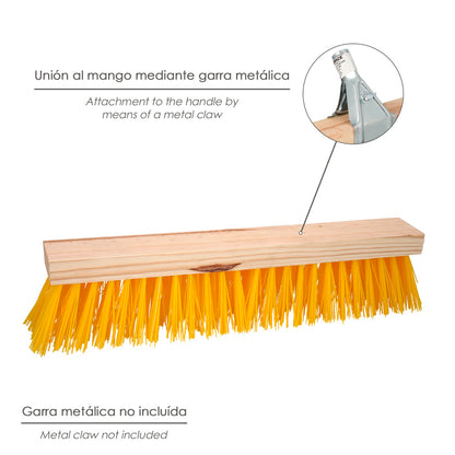 Cepillo Barrendero Industrial Fibra Polipropileno. Soporte Madera 50 cm. (Sin Mango)