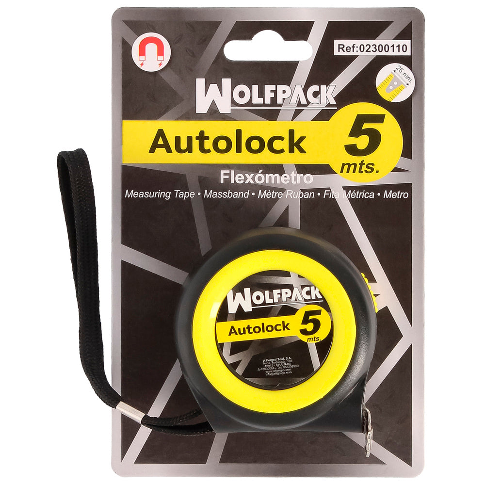 Flexometro Sistema Autolock Con Freno Automatico Longitud 5 Metros Ancho Cinta 25 mm. Magnetico. Cinta Metrica Freno Automatico