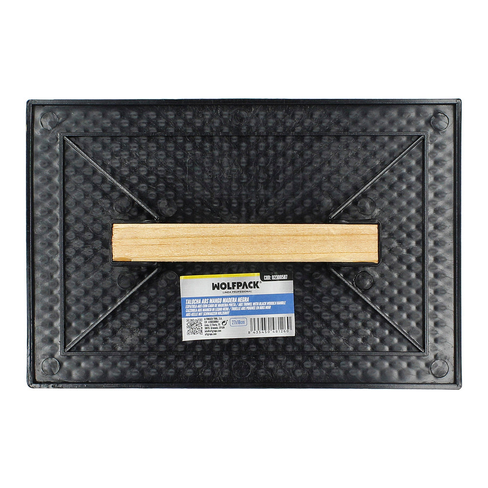 Talocha Plastico 27 x 18 cm. Mango Madera Negra Con Alveolos
