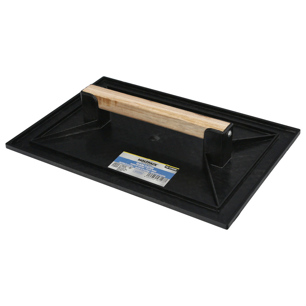 Talocha Plastico 32 x 22 cm. Mango Madera Negra Con Alveolos