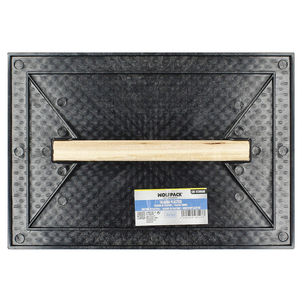 Talocha Plastico 32 x 22 cm. Mango Madera Negra Con Alveolos