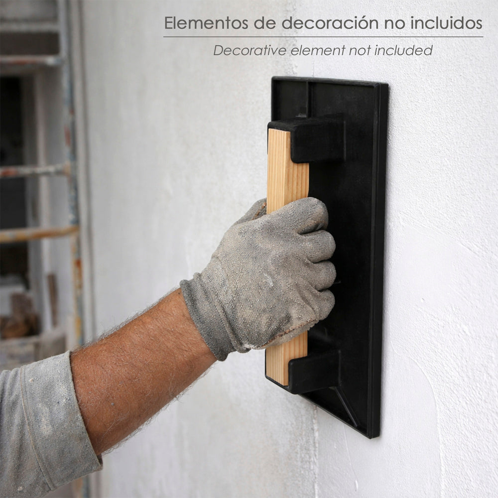 Talocha Plastico 32 x 22 cm. Mango Madera Negra Con Alveolos
