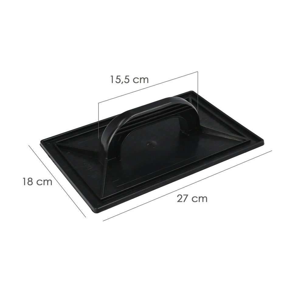 Talocha Plastico 27 x 18 cm. Mango Redondo Negro Con Alveolos