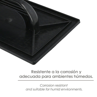 Talocha Plastico 27 x 18 cm. Mango Redondo Negro Con Alveolos