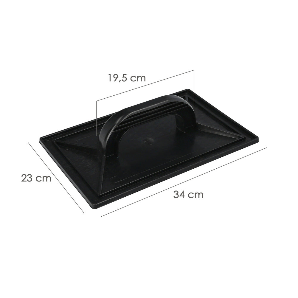 Talocha Plastico 34 x 23 cm. Mango Redondo Negro Con Alveolos