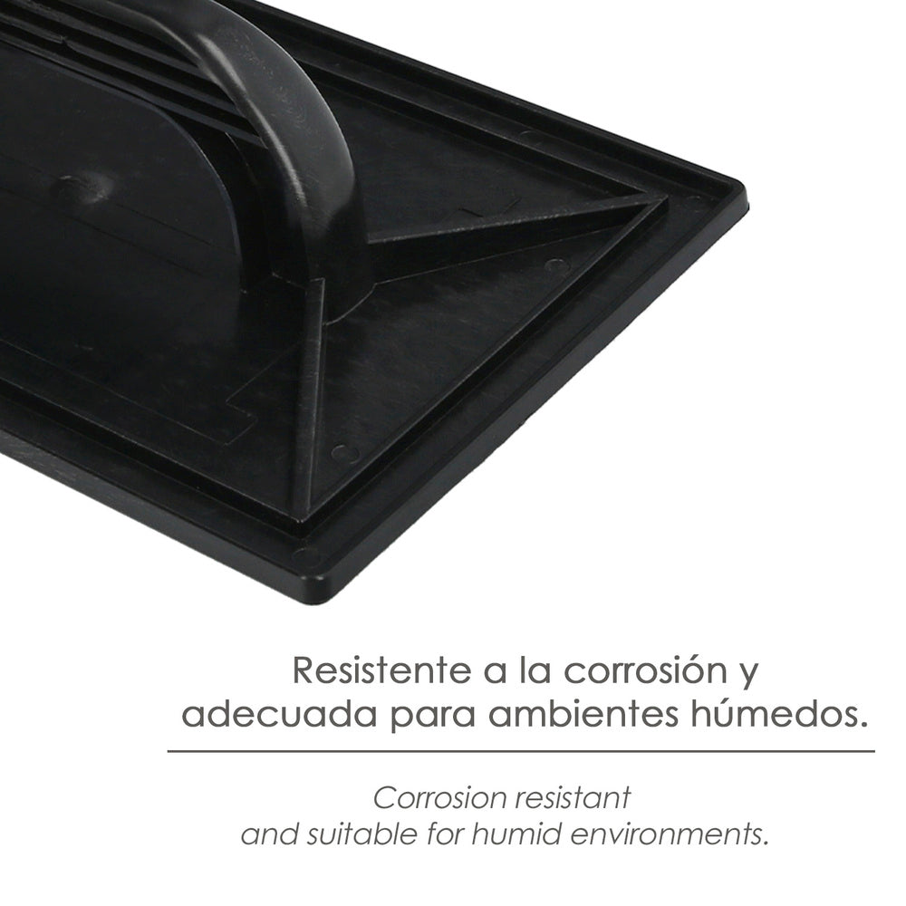 Talocha Plastico 34 x 23 cm. Mango Redondo Negro Con Alveolos