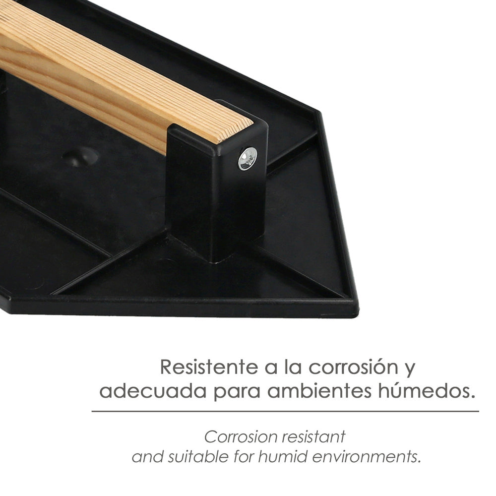 Talocha Plastico Punta Mango Madera 27 x 18 cm. Negro Con Alveolos.