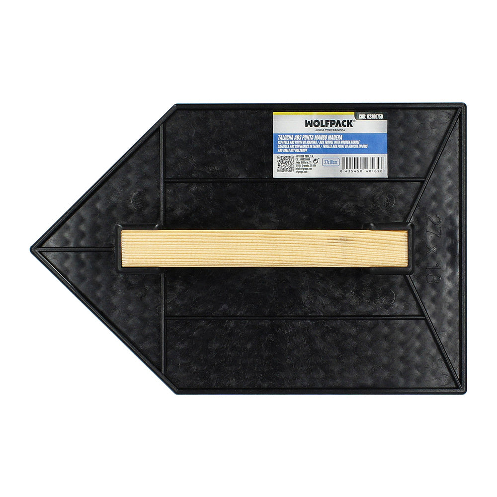 Talocha Plastico Punta Mango Madera 27 x 18 cm. Negro Con Alveolos.