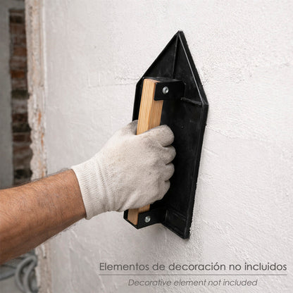Talocha Plastico Punta Mango Madera 27 x 18 cm. Negro Con Alveolos.