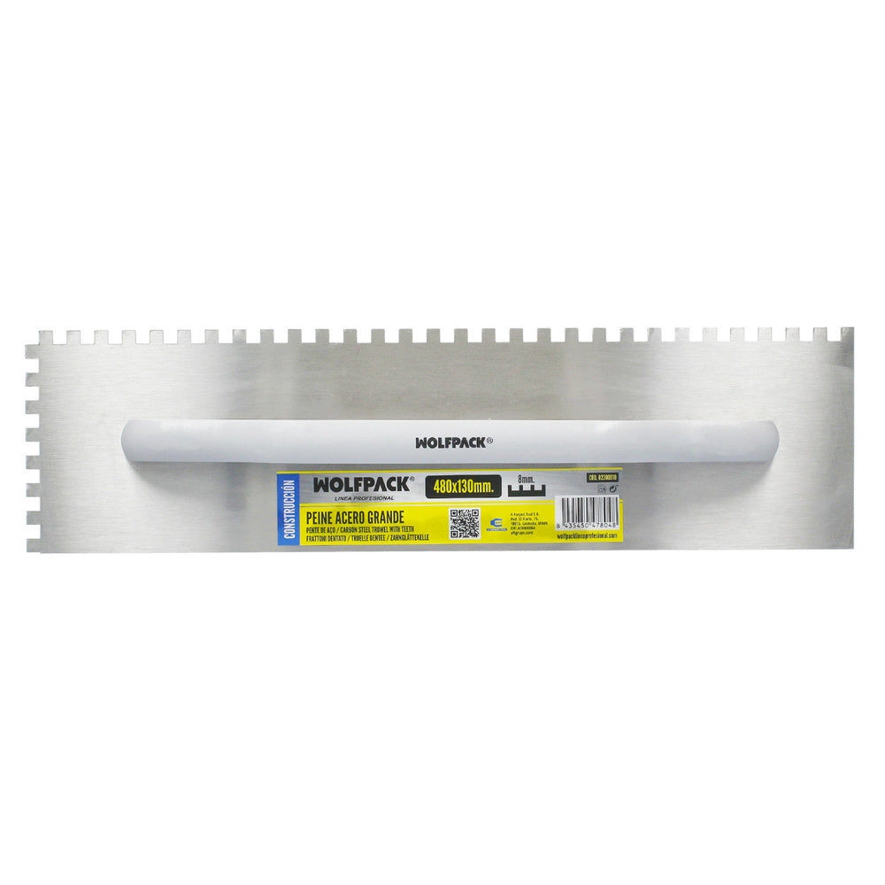 Peine Acero Grande 480x130 mm. Dientes de 8 mm.