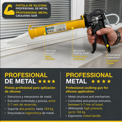 Pistola Silicona Profesional Extrafuerte, Cartuchos 310 ml. Pistola Selladora Silicona, Pistola Calafateo, Pistola Calafatear