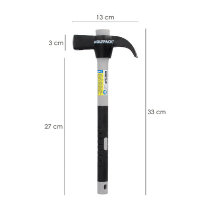 Martillo Uña Mango Fibra Vidrio Mango Fibra Vidrio Con Empuñadura Antideslizante. 600 Gramos 33 cm.