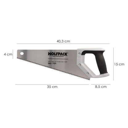 Serrucho Carpintero Bimaterial 350 mm. / 14" Acero SK5 Triple Afilado Sierra Carpintero, Serrucho Carpinteria, Sierra Costilla