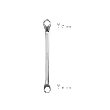 Llave Estrella Acodada Plus Acero Cromo Vanadio 16x17 DIN 838. Llave Doble Boca Acodada, Llave Fija Estrella Acodada