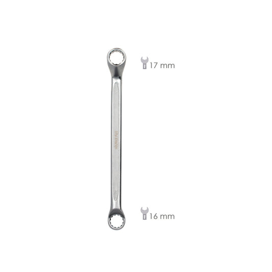 Llave Estrella Acodada Plus Acero Cromo Vanadio 16x17 DIN 838. Llave Doble Boca Acodada, Llave Fija Estrella Acodada