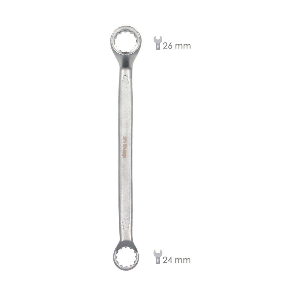 Llave Estrella Acodada Plus Acero Cromo Vanadio 24x26 DIN 838. Llave Doble Boca Acodada, Llave Fija Estrella Acodada